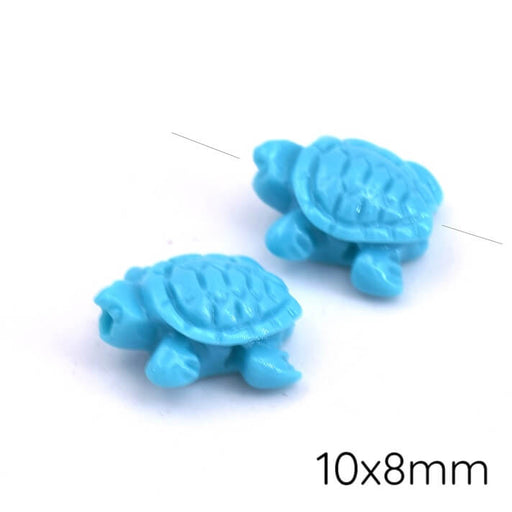 Turquoise resin turtle bead 10x8mm - Hole: 1mm (2)