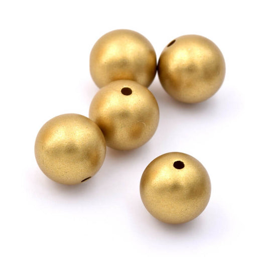 Round resin bead 14mm - gold-bronze - Hole: 1.8mm (30)