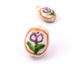 Oval Bead with Flower White Porcelain - 15mm - Hole: 1.5mm (1)
