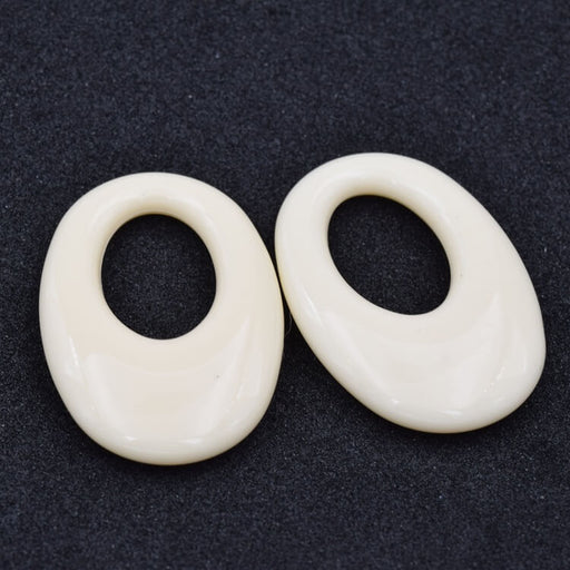 Buy Oval pendant connector - Off-white resin - 32x23mm (2)