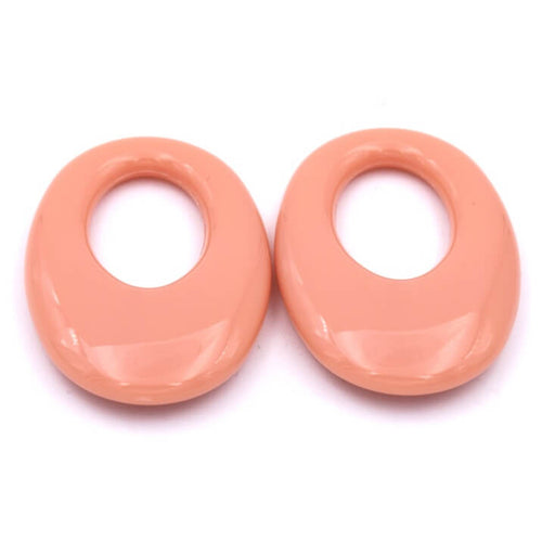 Buy Oval pendant connector Salmon pink resin - 32x23mm (2)