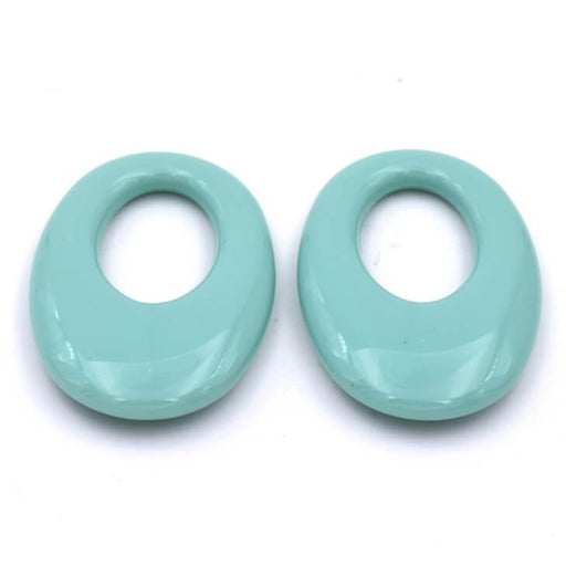 Buy Sage green resin oval pendant connector - 32x23mm (2)