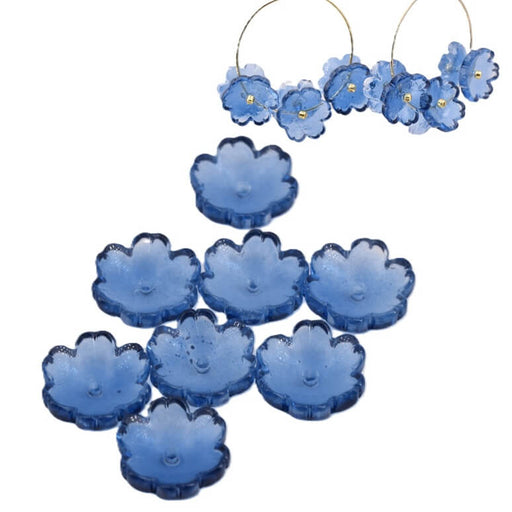 Buy Blue glass flower bead 14mm - Hole: 1.2mm (12)