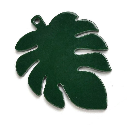 Monstera leaf pendant in dark green resin - 40mm (1)