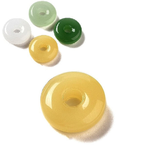 Buy Donut rondelle glass bead Yellow jade imitation - 10x3.5mm (4)