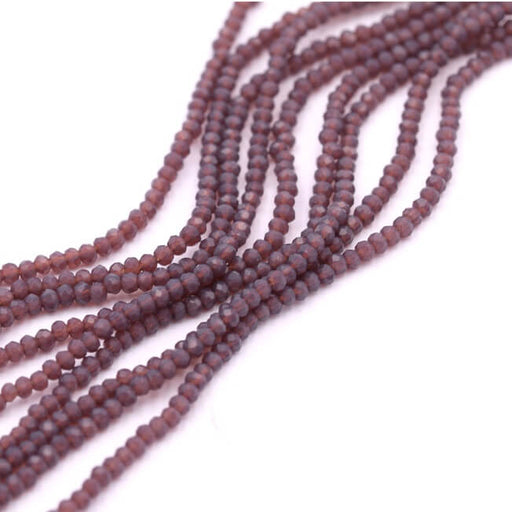 Glass beads faceted Round Opaque purple 2.5mm, hole 0.5mm-strand 33cm (1 strand)