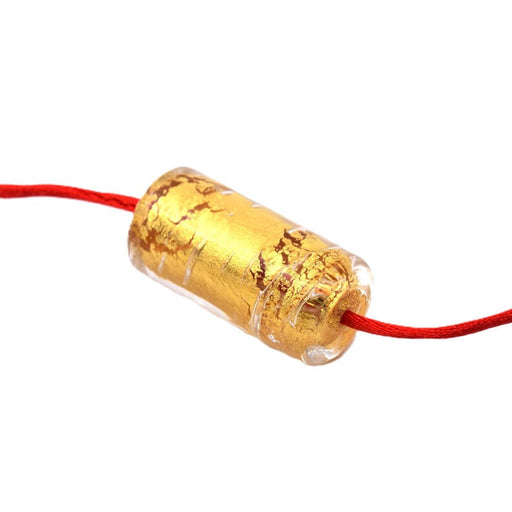 Murano-Style Gold Foil Glass Tube Bead 21x10mm (1)