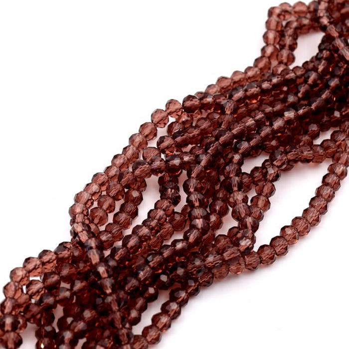 Faceted Glass Rondelle Beads Amethyst - 4mm (1 strand - 39cm)