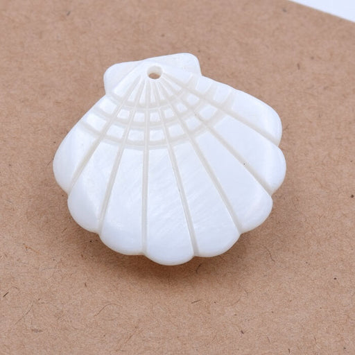 Buy Pendant White shell scallop - 28.5x29.5mm (1)