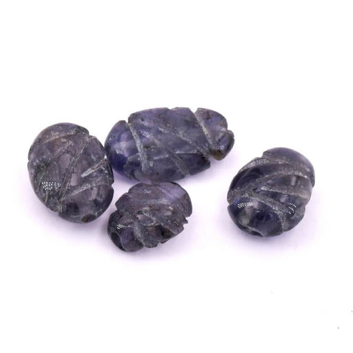 Buy Iolite domed oval carved bead 9-11x8-9mm - hole 0.5mm (4)