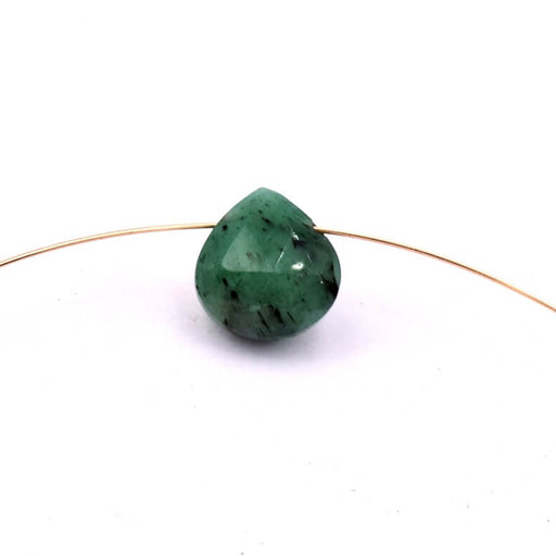 Faceted pear heart pendant Raw Emerald 8x8mm - Hole: 0.5mm (1)