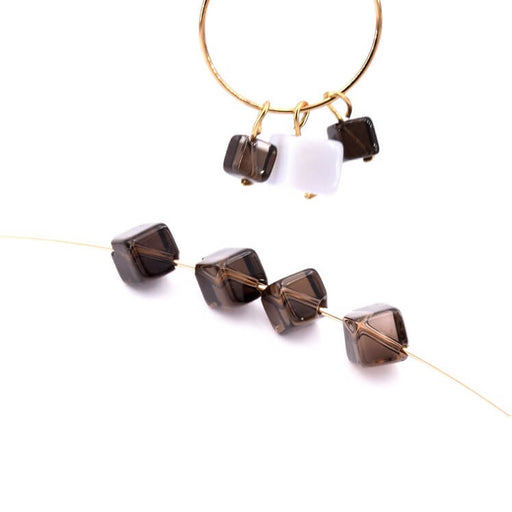 Buy Cube shape bead Smoky Quartz 5x5x5mm - Hole: 1mm (4)