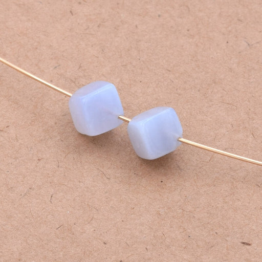 Cube shape bead Angelite 7x7x7mm - Hole: 1mm (2)