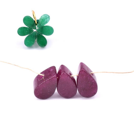 Buy Drop bead pendant Garnet tinted jade - 10x5.5x4mm - Hole: 0.7mm (3)