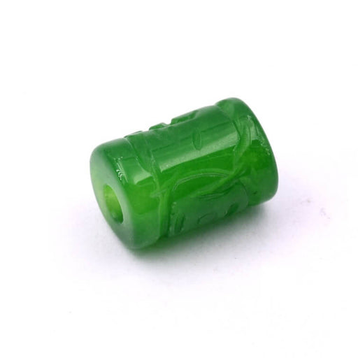 Buy Carved tube bead in green tinted jade 14x10mm - hole: 3.5-5mm (1)
