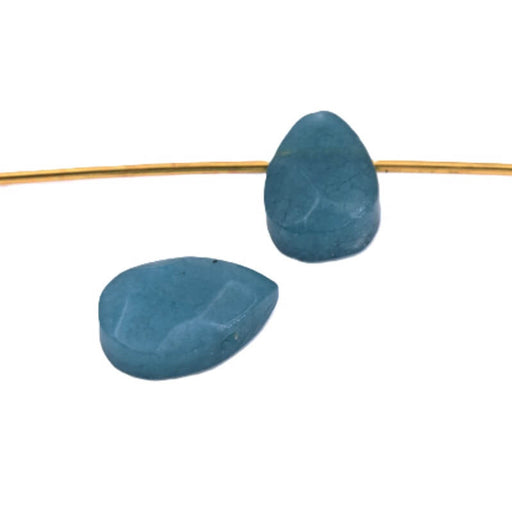 Jade drop pendant Faceted blue-green tinted - 9-10mm - Hole: 0.8mm (2)