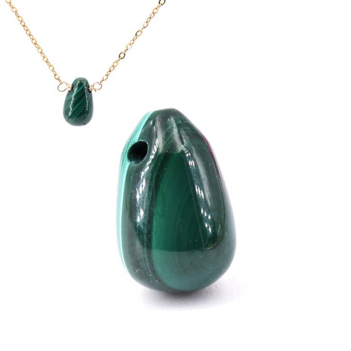 Drop pendant malachite - 10x6mm - Hole: 0.8mm (1)