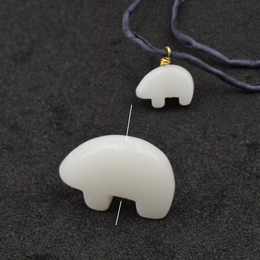 White Jade Bear Bead - 13x20mm - Hole: 1mm (1)