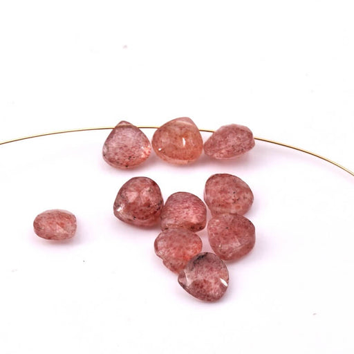Buy Faceted Strawberry Quartz Teardrop Pendant - 6-6.5x6mm - Hole: 0.3mm (10)