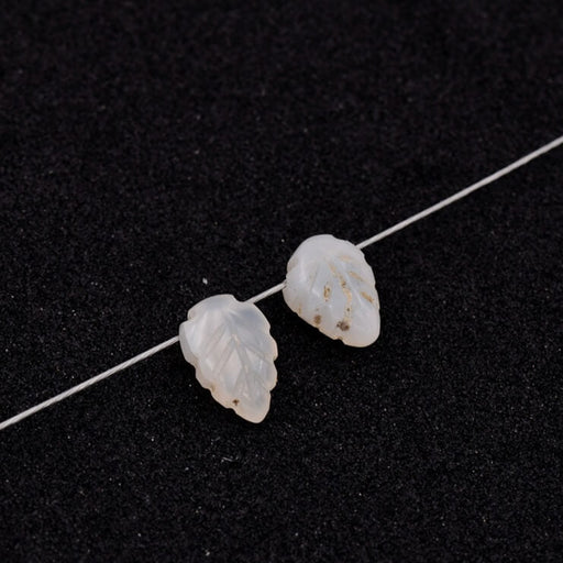 Leaf pendant Beige-white moonstone - 8-10mm - Hole: 0.4mm (2)