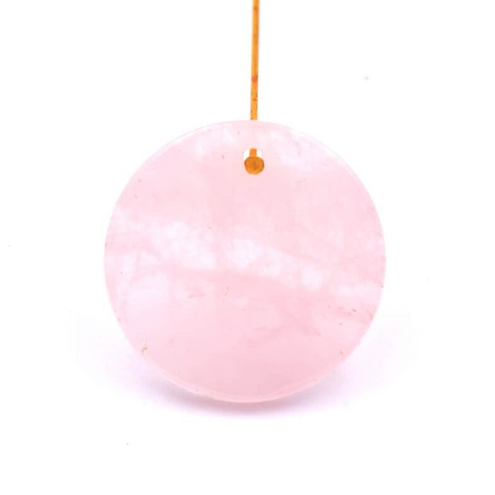 Round pendant in rose quartz - 25mm - Hole: 1mm (1)