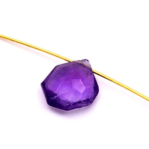 Faceted Polygon Drop Pendant in Amethyst 15x14mm - Hole: 0.8mm (1)