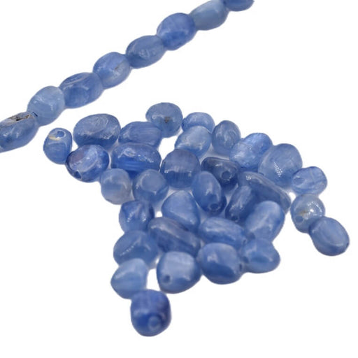 Small pebble beads cyanite - 4-6mm - Hole: 0.9mm (32 beads - 20cm)