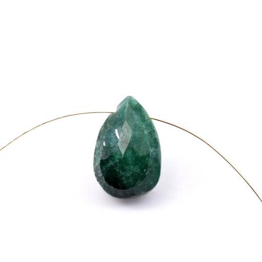 Faceted rough emerald drop pendant - 13-18x10mm - Hole: 0.4mm (1)