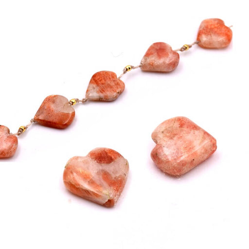 Baroque heart shaped sunstone beads - 11mm - Hole: 0.5mm (2)