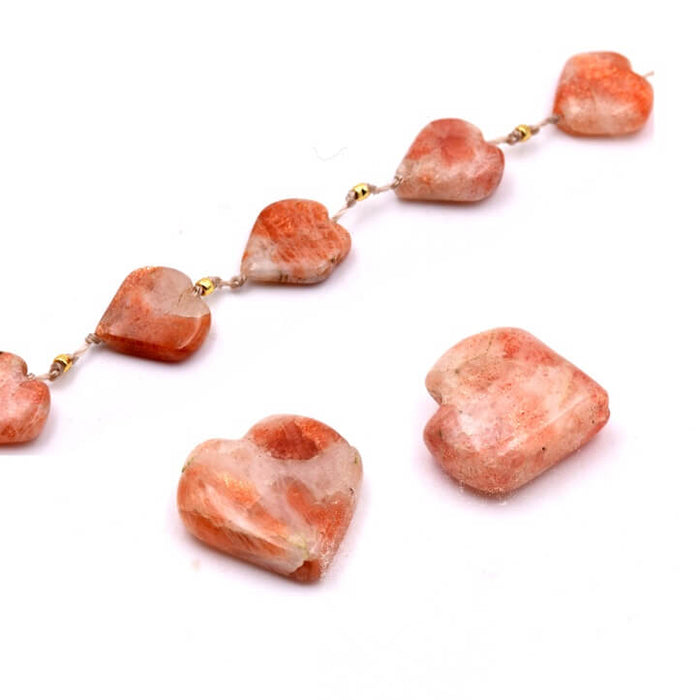 Baroque heart shaped sunstone beads - 11mm - Hole: 0.5mm (2)