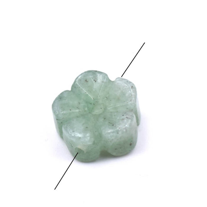 Carved aventurine flower bead 14mm - hole 1mm (1)