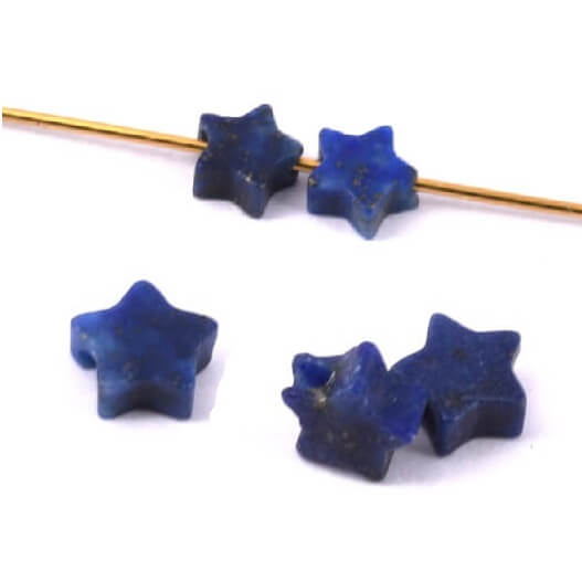 Lapis lazuli star bead 6x2mm - Hole: 0.8mm (5)