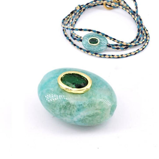 Amazonite and green zircon oval bead 18x13mm - Hole: 2mm (1)