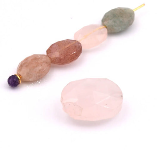 Buy Oval faceted rose quartz bead 10x8mm - Hole: 1mm (1)