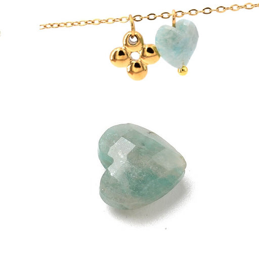 Buy Faceted heart-shaped bead amazonite 8mm - hole: 1mm (1)