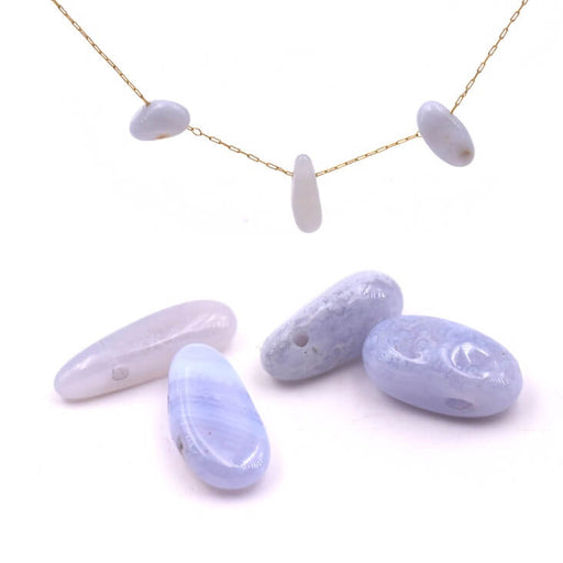 Blue agate drop pendant 11-20x6-8mm - hole: 1mm (4)