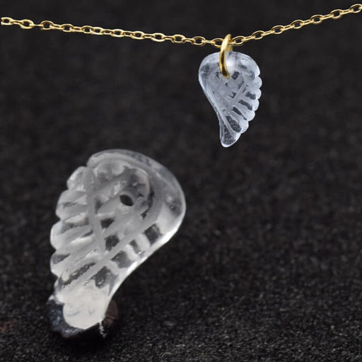 Rock crystal wing pendant 13-16x8mm - Hole: 0.9mm. Also called Quartz Crystal - Sold by 1