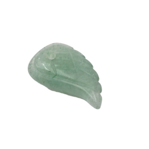 Green aventurine carved wing pendant 16x9mm - Hole: 1mm - 1 unit