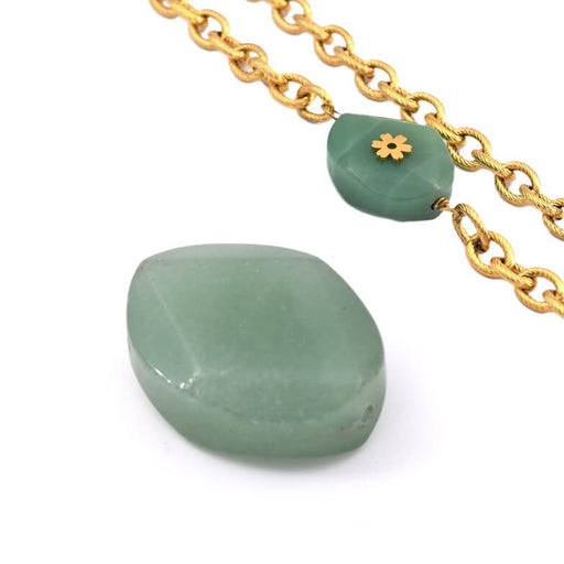 Green Aventurine Faceted Oval Diamond Bead 28x22mm - 1 unit