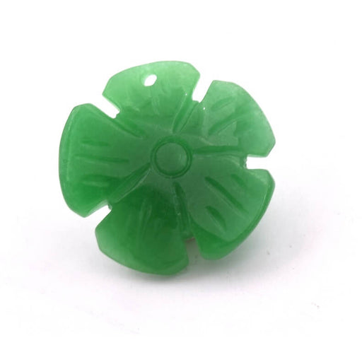 Green jade flower pendant 22mm - hole 2mm (1)