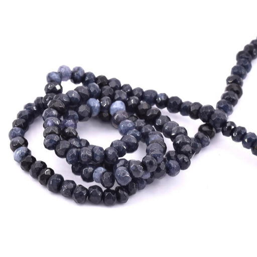 Jade bead tinted midnight blue faceted Rondelle 3x2mm (1 strand-35cm)