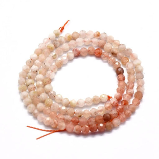 Natural strawberry quartz faceted bead 3mm - Hole: 0.5mm (1 strand-35cm)