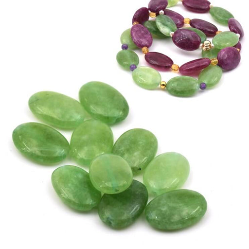 Buy Green Dyed Jade Flat Oval Beads 18-13mm - Hole: 1mm (10)