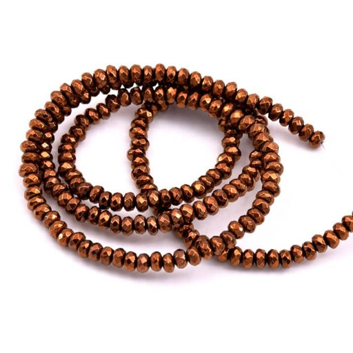 Faceted rondelle beads synthetic bronze hematite - 3mm (1 strand - 38cm)