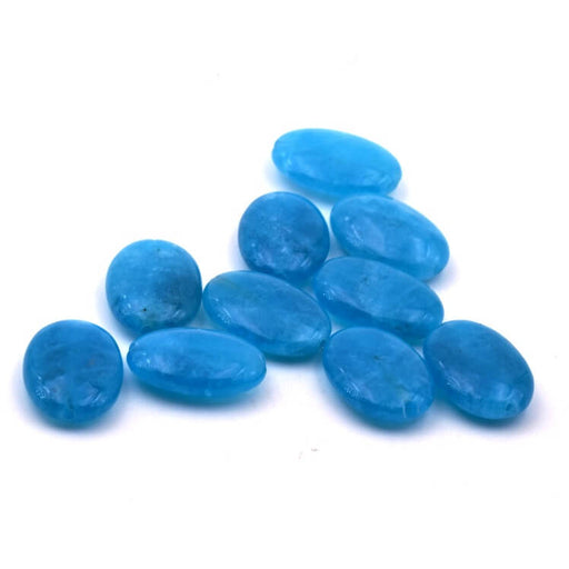 Flat oval bead -Blue tinted jadeTurquoise 18x13mm - Hole: 1mm (10)