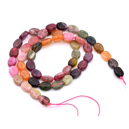 Tourmaline flat oval beads - 8.5x6.5mm - Hole: 1mm (1)