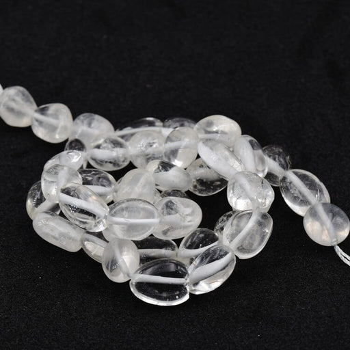 Oval nugget quartz crystal beads - 10-12x7-8mm - Hole: 1mm (1 strand)