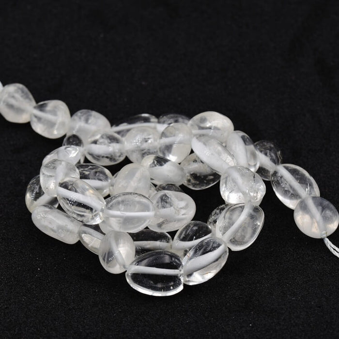 Oval nugget quartz crystal beads - 10-12x7-8mm - Hole: 1mm (1 strand)
