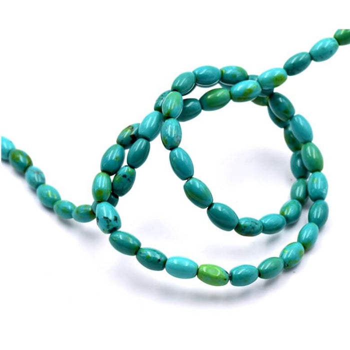 Oval rice bead magnesite Turquoise green dyed - 6x4mm - Hole: 1mm (1 strand) )