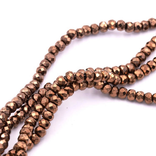 Buy Faceted Rondelle Bead Synthetic Hematite Bronze 4x3mm (1 Strand-40cm)